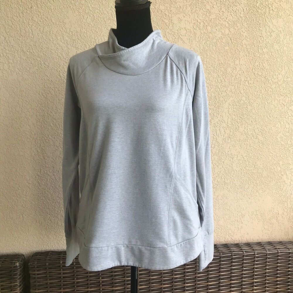 Zelos Activewear Womens Sweatshirt Size Medium Gray Slouchy Pockets Thumbholes‎ - Picture 8 of 9